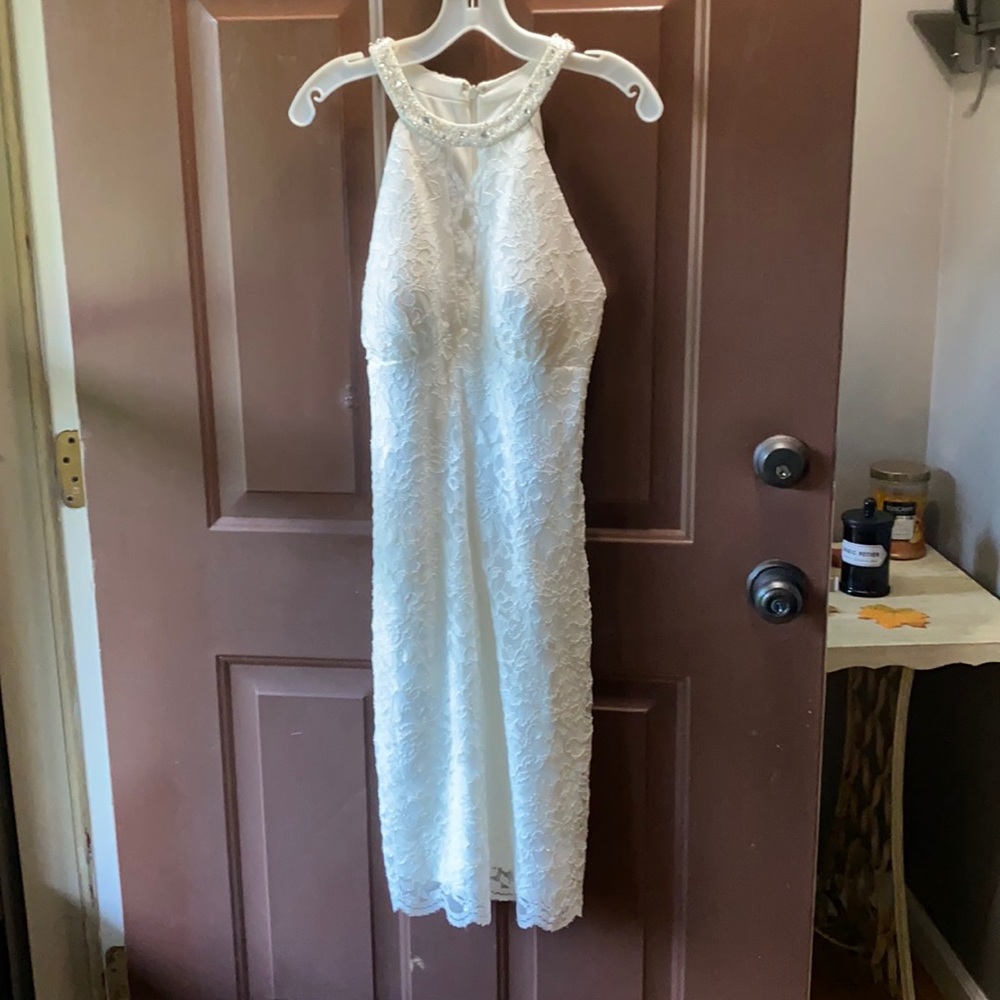 Ivory lace halter dress